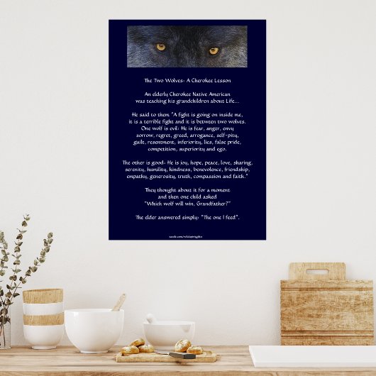 TWEE WOLVES CHEROKEE TALE Art Poster (Keuken)