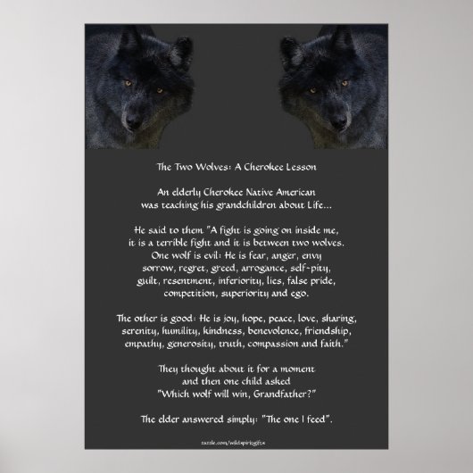 TWEE WOLVES CHEROKEE TALE Art Poster (Voorkant)