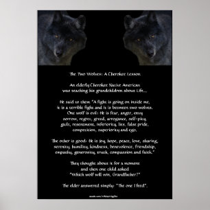 TWEE WOLVES CHEROKEE TALE Art Poster