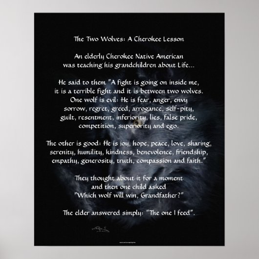 TWEE WOLVES CHEROKEE TALE Art Poster (Voorkant)