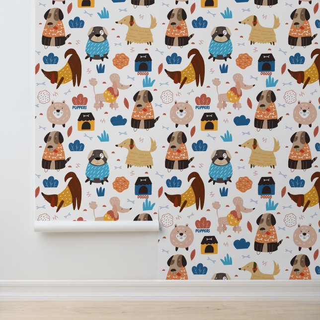 Twee woord of hond naam cartoon hond thema huisdie behang (Applicatie)