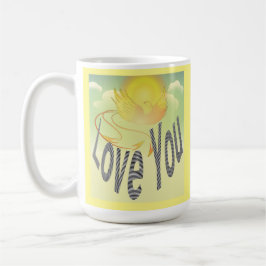 Twee woorden houden van je. Op Flaming Yellow Phoe Koffiemok