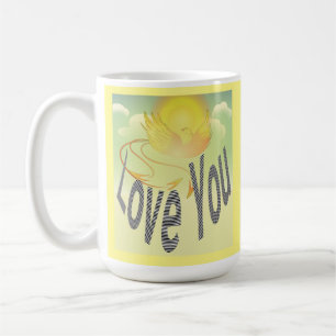 Twee woorden houden van je. Op Flaming Yellow Phoe Koffiemok