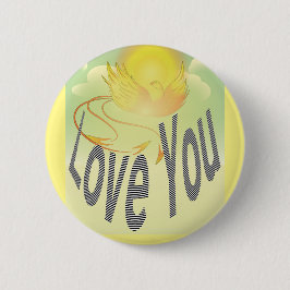 Twee woorden houden van je. Op Flaming Yellow Phoe Ronde Button 5,7 Cm