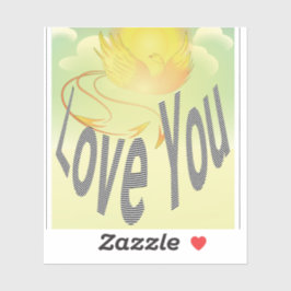 Twee woorden houden van je. Op Flaming Yellow Phoe Sticker