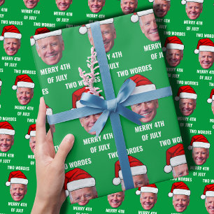 Twee woorden Vrolijk 4 juli Joe Biden Kerstmis Cadeaupapier