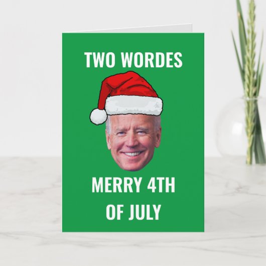 Twee woorden Vrolijk 4 juli Joe Biden Kerstmis Feestdagen Kaart (Voorkant)