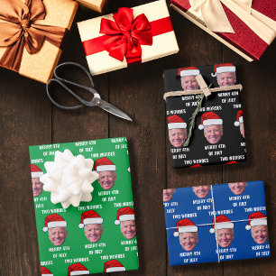 Twee woorden Vrolijk 4 juli Joe Biden Kerstmis Inpakpapier Vel