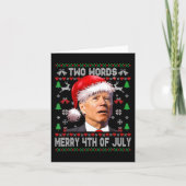Twee woorden Vrolijk 4 juli Joe Biden Kerstmis Kaart (Voorkant)