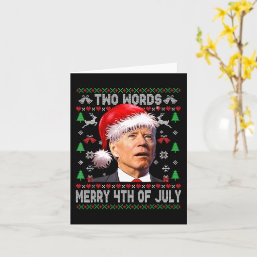 Twee woorden Vrolijk 4 juli Joe Biden Kerstmis Kaart (Gele Bloem)