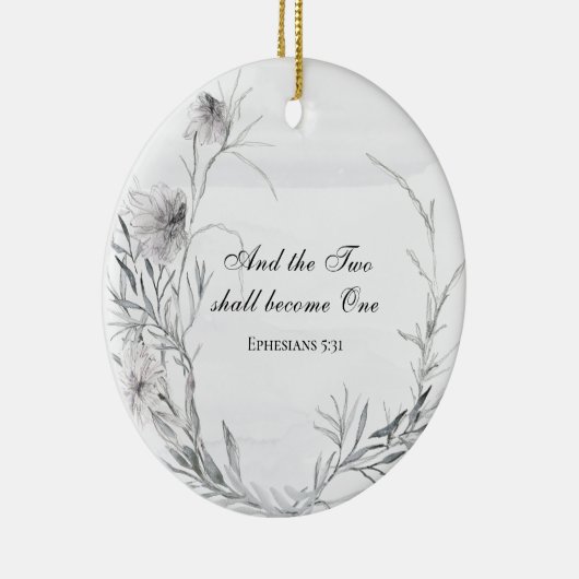 Twee worden één Bijbelverse bruiloft Keramisch Ornament (Rechts)