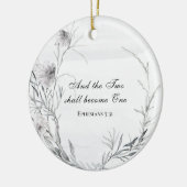 Twee worden één Bijbelverse bruiloft Keramisch Ornament (Links)