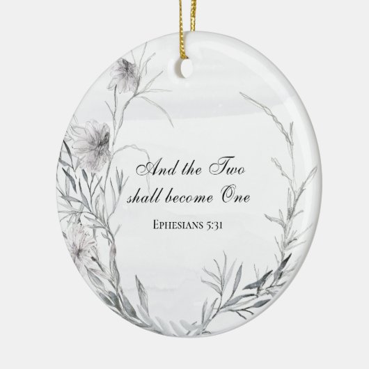 Twee worden één Bijbelverse bruiloft Keramisch Ornament (Links)