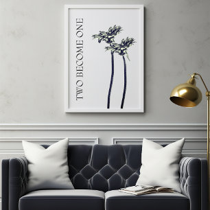 Twee worden één bloemenbruiloft perfect poster