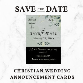Twee Worden Eén Bloemrijke Christelijke Bruiloft Save The Date