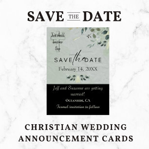 Twee Worden Eén Bloemrijke Christelijke Bruiloft Save The Date