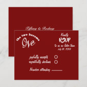 Twee worden een Bourgondische en witte bruiloft RSVP Kaartje (Voorkant / Achterkant)