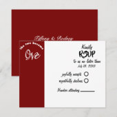 Twee worden een Bourgondische en witte bruiloft RSVP Kaartje (Voorkant / Achterkant)