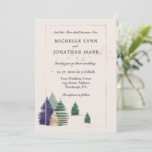 Twee worden een Christelijke bruiloft Kaart (Staand voorkant)