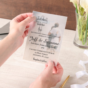 Twee worden een Christelijke fotobruiloft Vellum Uitnodigingen