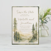 Twee worden een dennenbomen Christelijk bruiloft Save The Date (Staand voorkant)