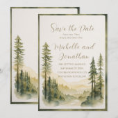 Twee worden een dennenbomen Christelijk bruiloft Save The Date (Voorkant / Achterkant)