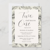 Twee worden één eenvoudige  bloemenbruiloft kaart (Voorkant)