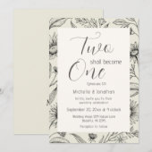 Twee worden één eenvoudige  bloemenbruiloft kaart (Voorkant / Achterkant)