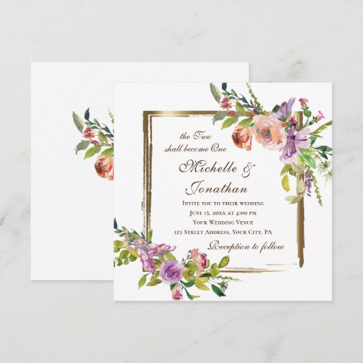 Twee worden een elegante Rozen Christelijke bruilo Kaart (Voorkant / Achterkant)