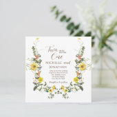 Twee worden een Gele Bloemen Bijbel Bruiloft Kaart (Staand voorkant)