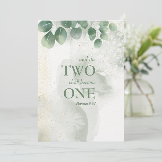 Twee worden een groen bruiloft uitnodiging (Staand voorkant)