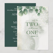 Twee worden een groen bruiloft uitnodiging (Voorkant / Achterkant)