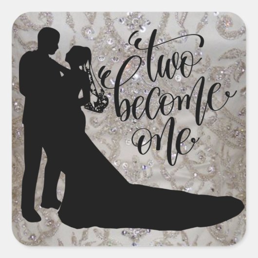 Twee worden één klassieke ronde sticker/envelopzeg vierkante sticker (Voorkant)