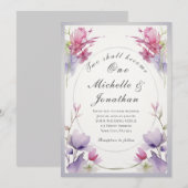 Twee worden een lavendel roze bloemenbruiloft kaart (Voorkant / Achterkant)