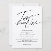 Twee worden één Moderne Calligrafie zwart-wit Kaart (Voorkant)