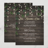 Twee worden een rustieke houten bruiloft uitnodigi kaart (Voorkant / Achterkant)