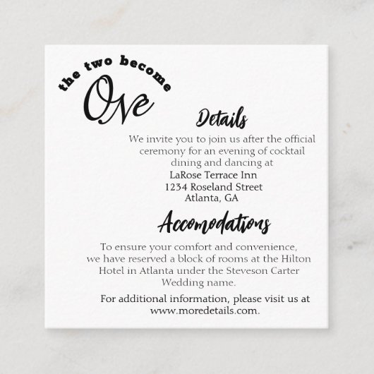 Twee worden één wit informatiekaartje (Voorkant)