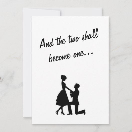 Twee worden één zwarte en witte uitnodiging (Voorkant)