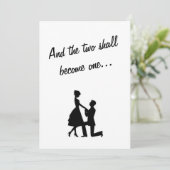 Twee worden één zwarte en witte uitnodiging (Staand voorkant)