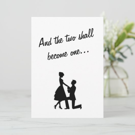 Twee worden één zwarte en witte uitnodiging (Staand voorkant)