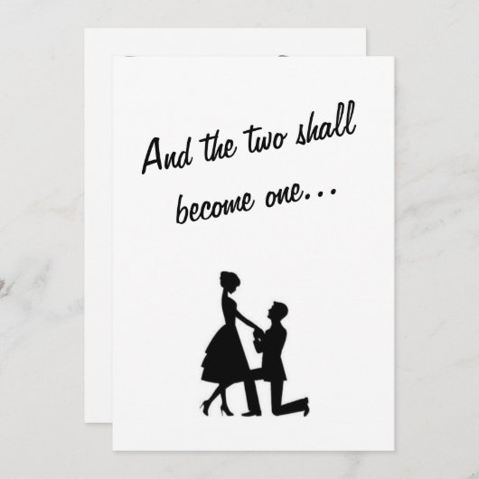 Twee worden één zwarte en witte uitnodiging (Voorkant / Achterkant)