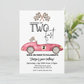Twee wordt je te snel Rood raceauto 2de verjaardag Kaart (Staand voorkant)