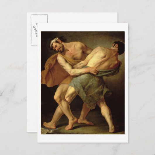Twee wrestlers briefkaart (Voorkant / Achterkant)