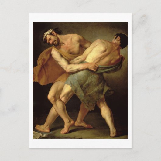 Twee wrestlers briefkaart (Voorkant)