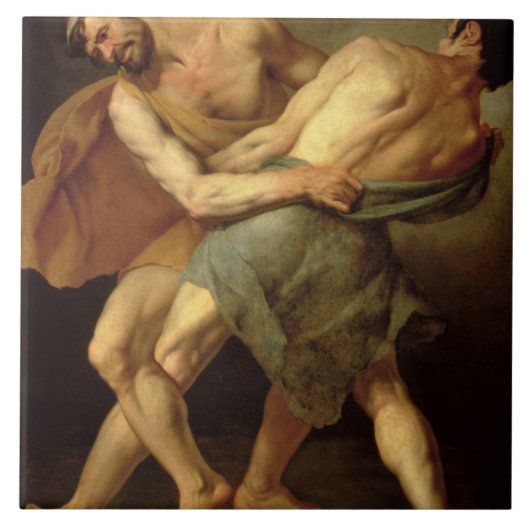 Twee wrestlers tegeltje (Voorkant)