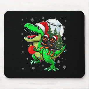 Twee Xmas Rottweilers Rijden T-rex Rendier Lover K Muismat