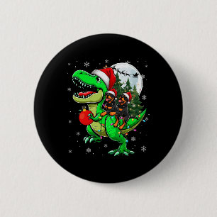 Twee Xmas Rottweilers Rijden T-rex Rendier Lover K Ronde Button 5,7 Cm