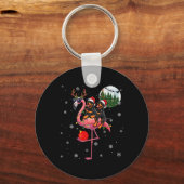 Twee Xmas Rottweilers Rijdend Flamingo Rendier Gez Sleutelhanger (Voorkant)