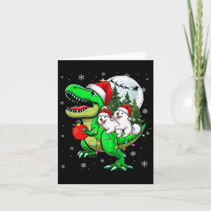 Twee Xmas Samoyeds Rijden T-rex Rendier Lover Kind Kaart