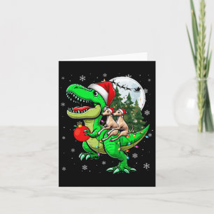 Twee Xmas Whippets Rijden T-rex Rendier Lover Kind Kaart